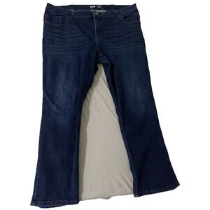 Lee Regular Fit Straight Leg Mid Rise Jeans Dark Wash Denim Blue Womens 18W M